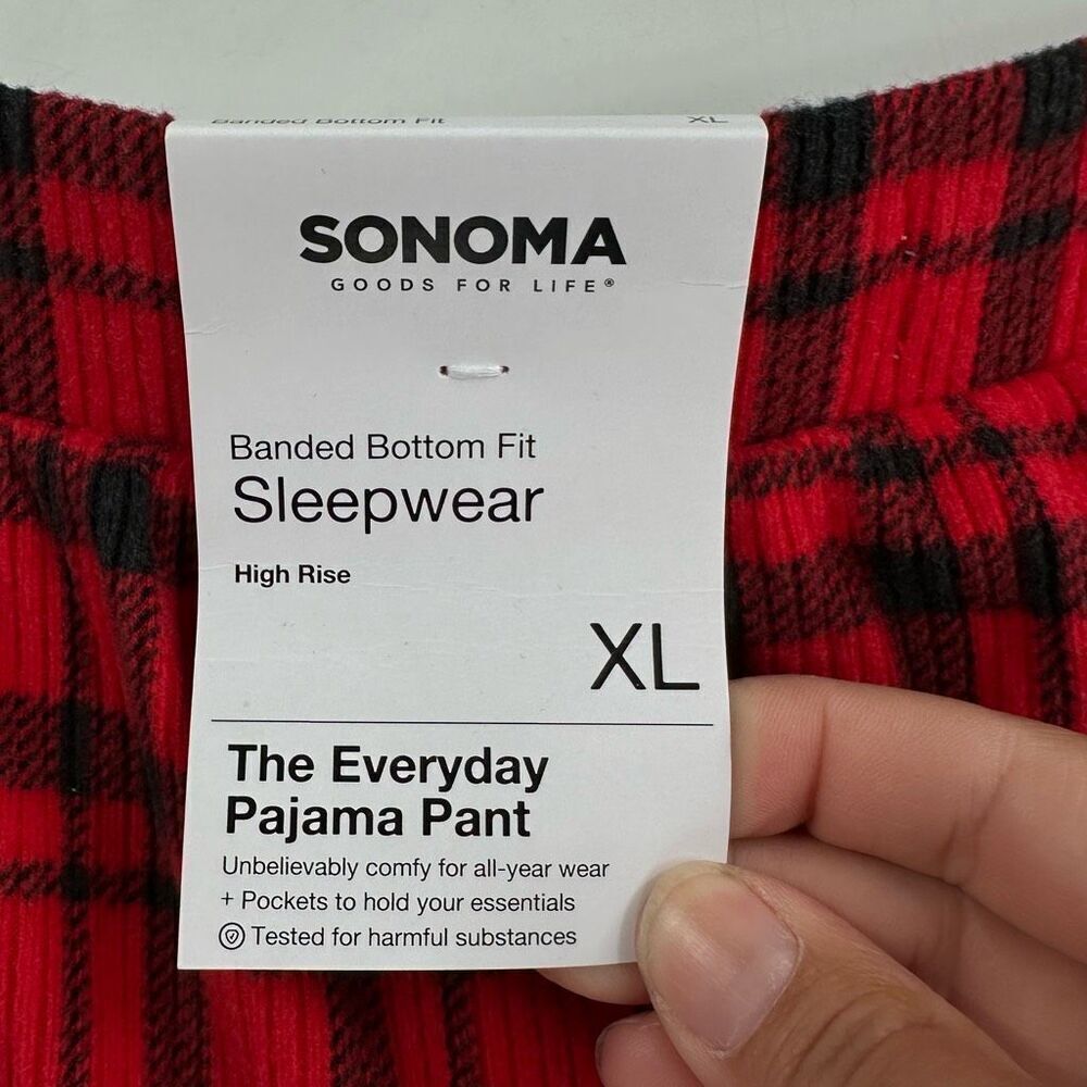 NWT Sonoma Women’s Buffalo Plaid Hi Rise Banded Bottom Everyday Pajama Pants XL - Picture 4 of 13